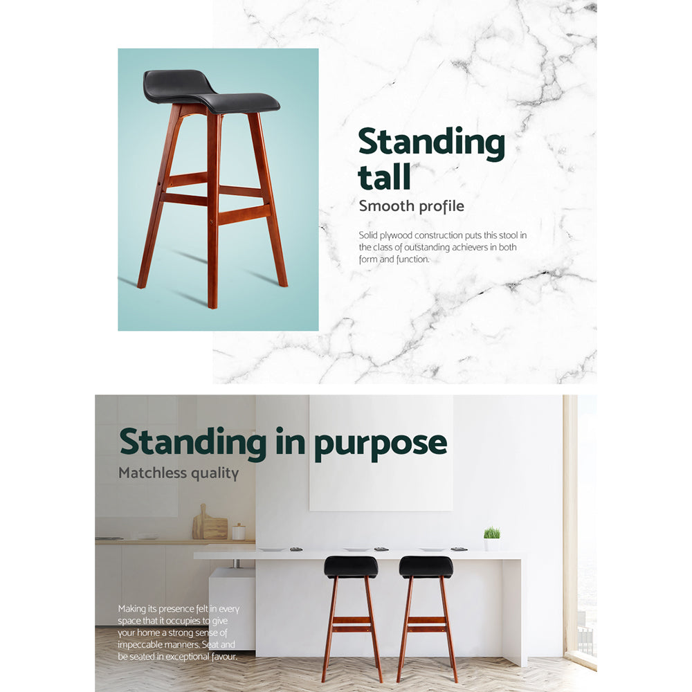 Artiss 2x Bar Stools Wooden Stool Black-Bar Stools-PEROZ Accessories