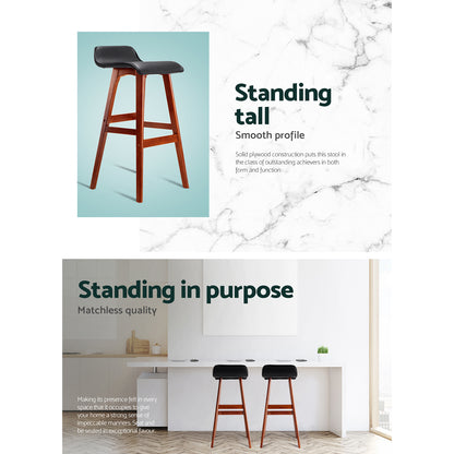 Artiss 2x Bar Stools Wooden Stool Black-Bar Stools-PEROZ Accessories