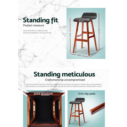 Artiss 2x Bar Stools Wooden Stool Black-Bar Stools-PEROZ Accessories