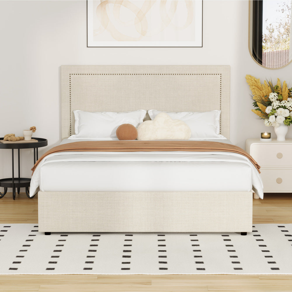 Oikiture Bed Frame Double Size Gas Lift Base Storage ADI-Bed Frame-PEROZ Accessories