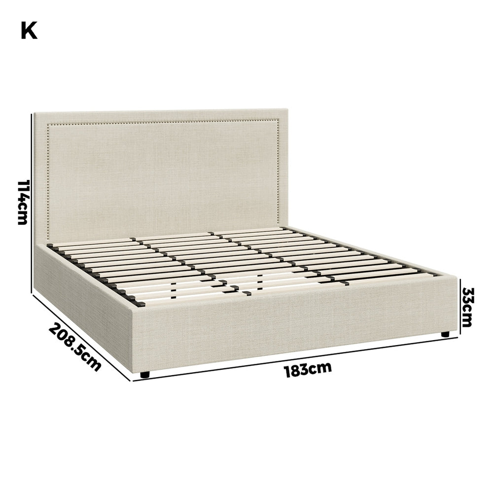 Oikiture Bed Frame King Size Gas Lift Base Storage ADI-Bed Frame-PEROZ Accessories