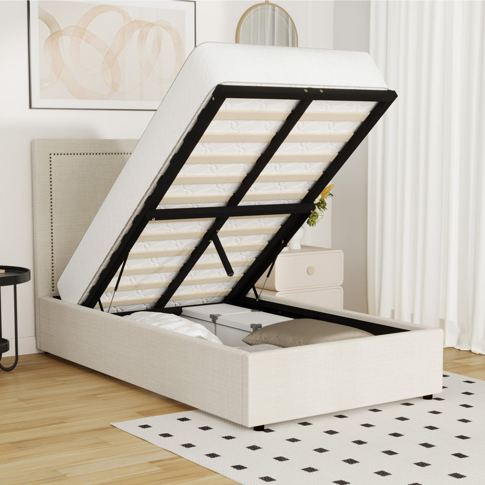 Oikiture Bed Frame King Single Gas Lift Base Storage ADI-Bed Frame-PEROZ Accessories