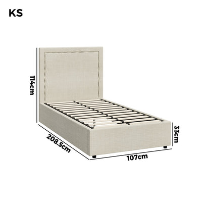 Oikiture Bed Frame King Single Gas Lift Base Storage ADI-Bed Frame-PEROZ Accessories