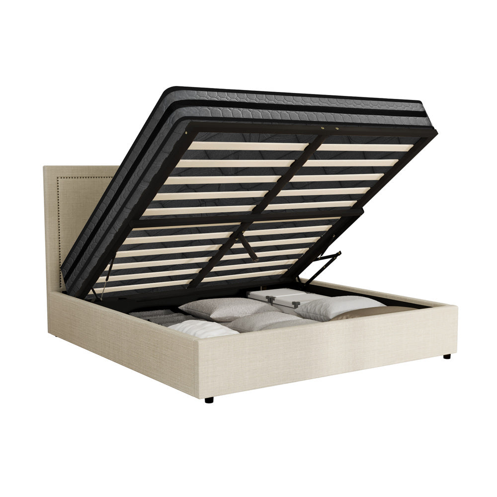 Oikiture Bed Frame With Mattress Set Double Size Gas Lift Storage ADI-Bed Frame-PEROZ Accessories