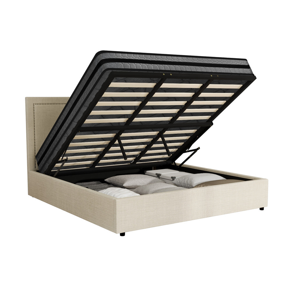 Oikiture Bed Frame With Mattress Set King Size Gas Lift Storage ADI-Bed Frame-PEROZ Accessories