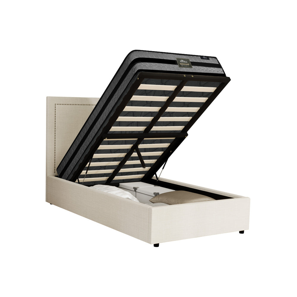 Oikiture Bed Frame With Mattress Set King Single Gas Lift Storage ADI-Bed Frame-PEROZ Accessories