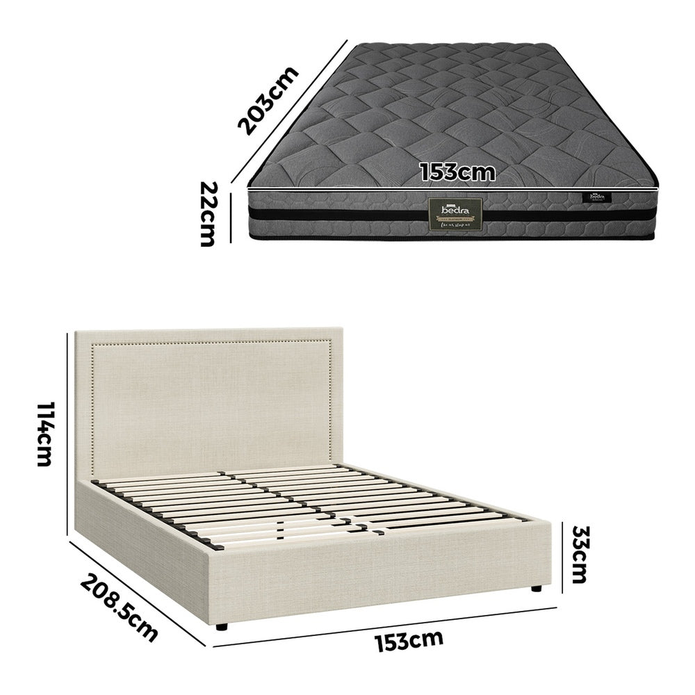 Oikiture Bed Frame With Mattress Set Queen Size Gas Lift Storage ADI-Bed Frame-PEROZ Accessories