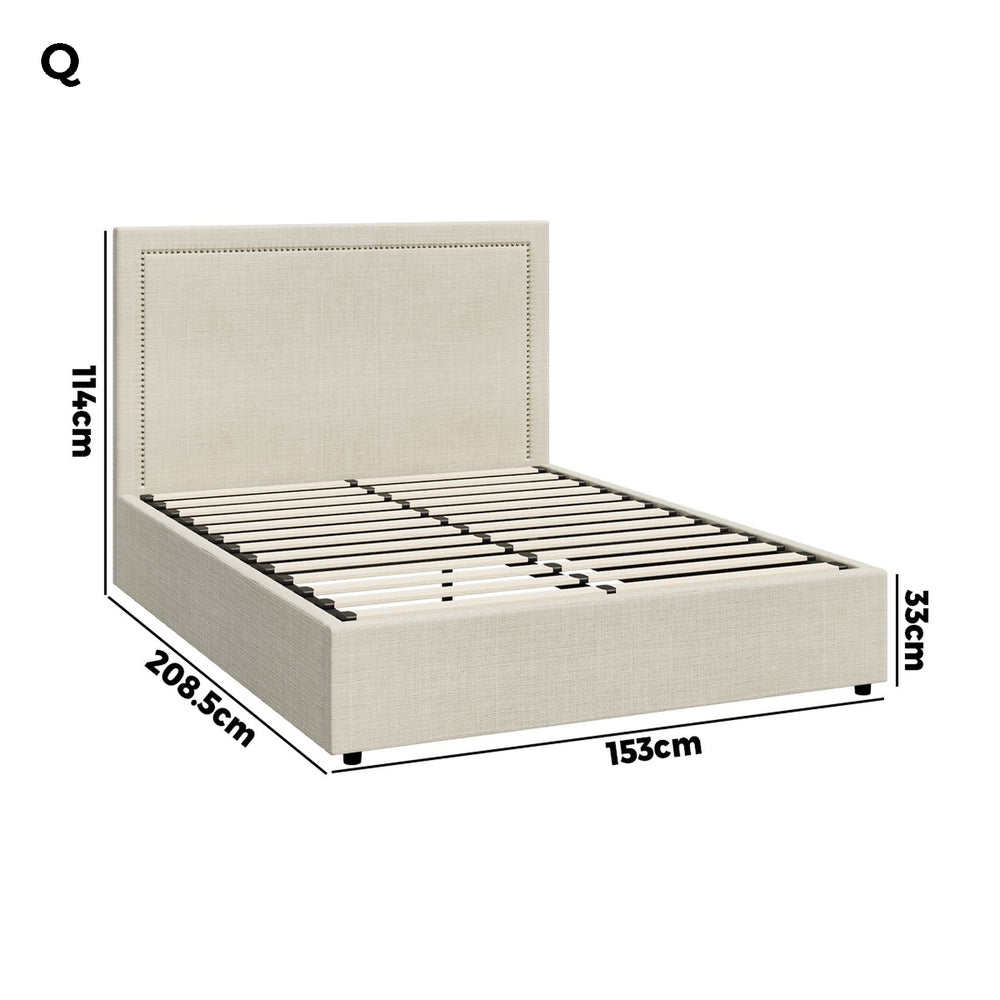 Oikiture Bed Frame Queen Size Gas Lift Base Storage ADI-Bed Frame-PEROZ Accessories