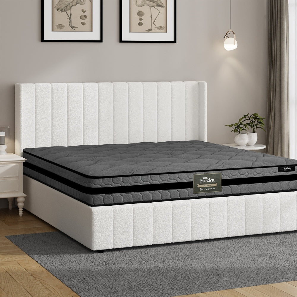 Oikiture Bed Frame with Mattress Set King Size Gas Lift Boucle BILY-Bed Frame-PEROZ Accessories