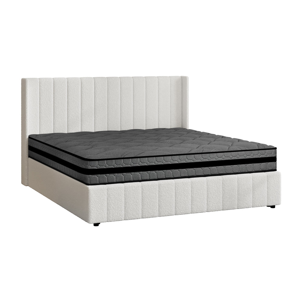 Oikiture Bed Frame with Mattress Set King Size Gas Lift Boucle BILY-Bed Frame-PEROZ Accessories