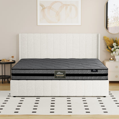 Oikiture Bed Frame with Mattress Set King Size Gas Lift Boucle BILY-Bed Frame-PEROZ Accessories