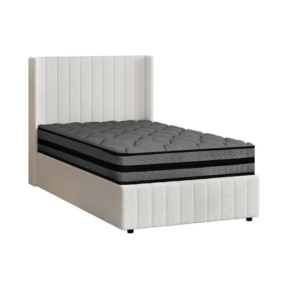 Oikiture Bed Frame with Mattress Set King Single Gas Lift Boucle BILY-Bed Frame-PEROZ Accessories