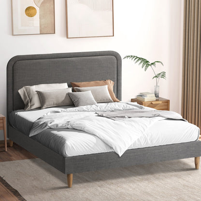 Oikiture Bed Frame Double Size Fabric Grey BOB-Bed Frame-PEROZ Accessories