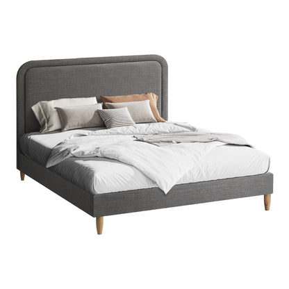 Oikiture Bed Frame Double Size Fabric Grey BOB-Bed Frame-PEROZ Accessories