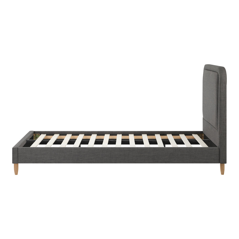 Oikiture Bed Frame Double Size Fabric Grey BOB-Bed Frame-PEROZ Accessories