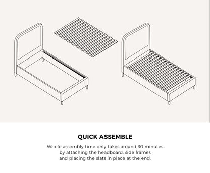 Oikiture Bed Frame Double Size Fabric Grey BOB-Bed Frame-PEROZ Accessories
