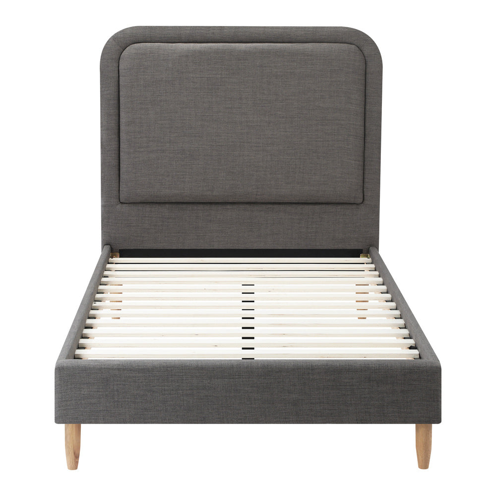 Oikiture Bed Frame King Single Size Fabric Grey BOB-Bed Frame-PEROZ Accessories
