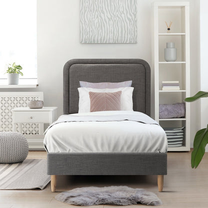Oikiture Bed Frame King Single Size Fabric Grey BOB-Bed Frame-PEROZ Accessories
