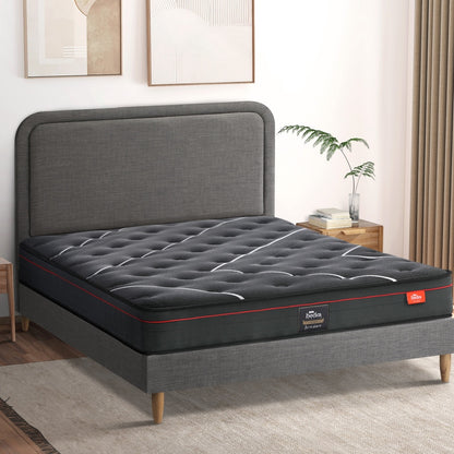 Oikiture Bed Frame Queen Size Beds Platform with Mattress Grey Fabric-Bed Frame-PEROZ Accessories