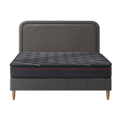 Oikiture Bed Frame Queen Size Beds Platform with Mattress Grey Fabric-Bed Frame-PEROZ Accessories