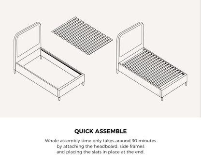 Oikiture Bed Frame Queen Size Beds Platform with Mattress Grey Fabric-Bed Frame-PEROZ Accessories
