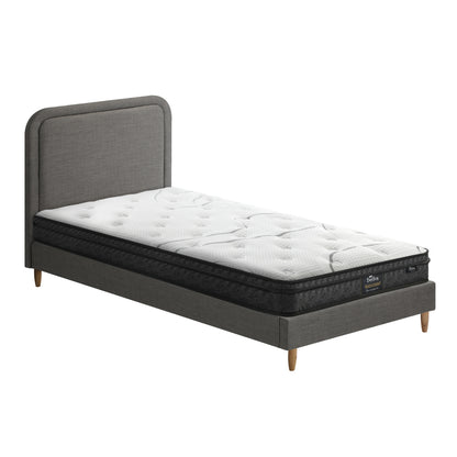 Oikiture Bed Frame Single Size Base with Bonnell Spring Mattress Grey-Bed Frame-PEROZ Accessories