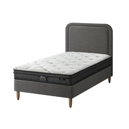 Oikiture Bed Frame Single Size Base with Bonnell Spring Mattress Grey-Bed Frame-PEROZ Accessories