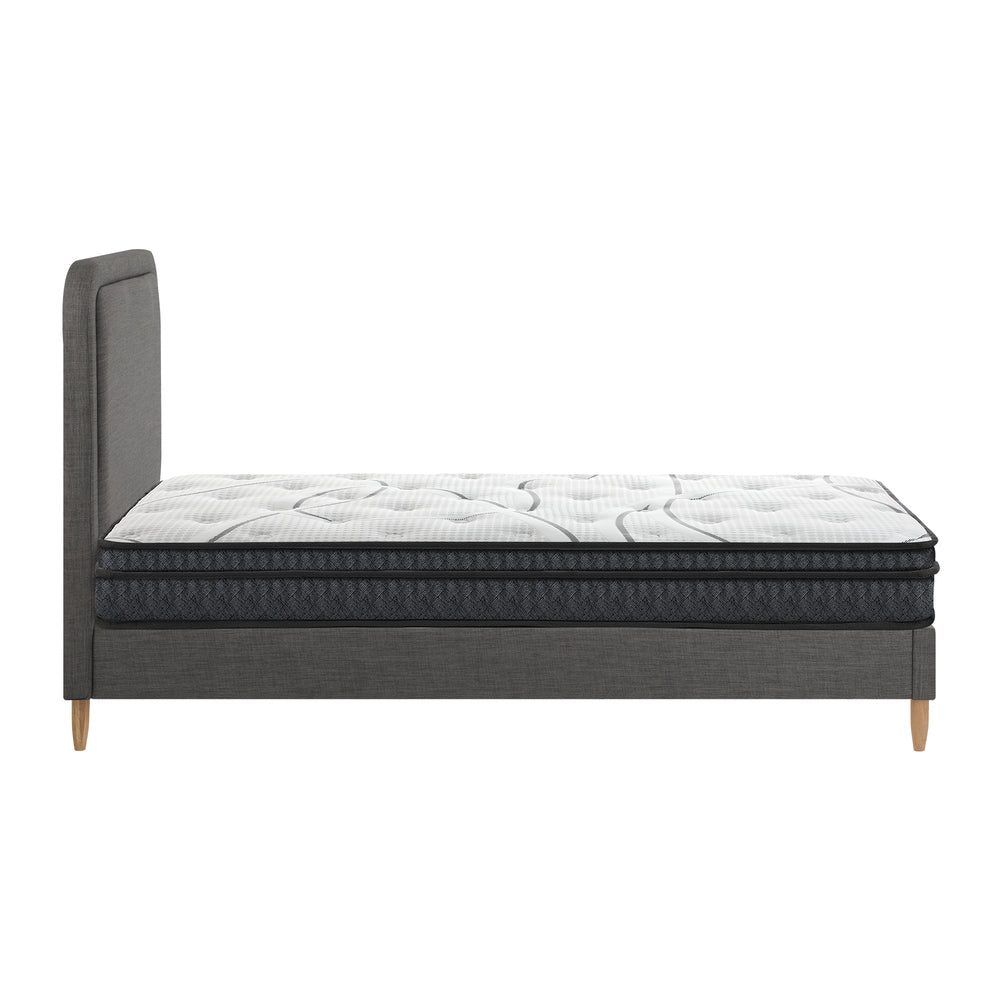 Oikiture Bed Frame Single Size Base with Bonnell Spring Mattress Grey-Bed Frame-PEROZ Accessories