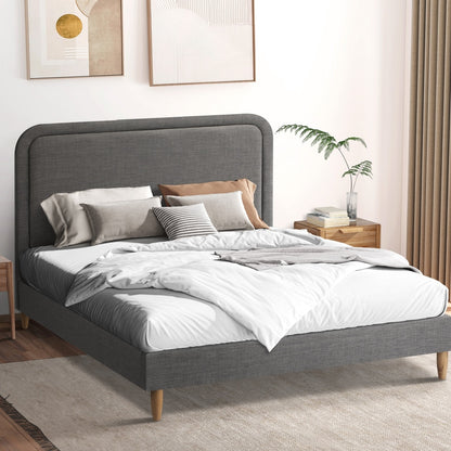 Oikiture Bed Frame Queen Size Fabric Grey BOB-Bed Frame-PEROZ Accessories