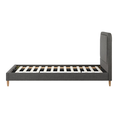 Oikiture Bed Frame Queen Size Fabric Grey BOB-Bed Frame-PEROZ Accessories