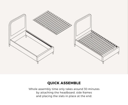 Oikiture Bed Frame Queen Size Fabric Grey BOB-Bed Frame-PEROZ Accessories