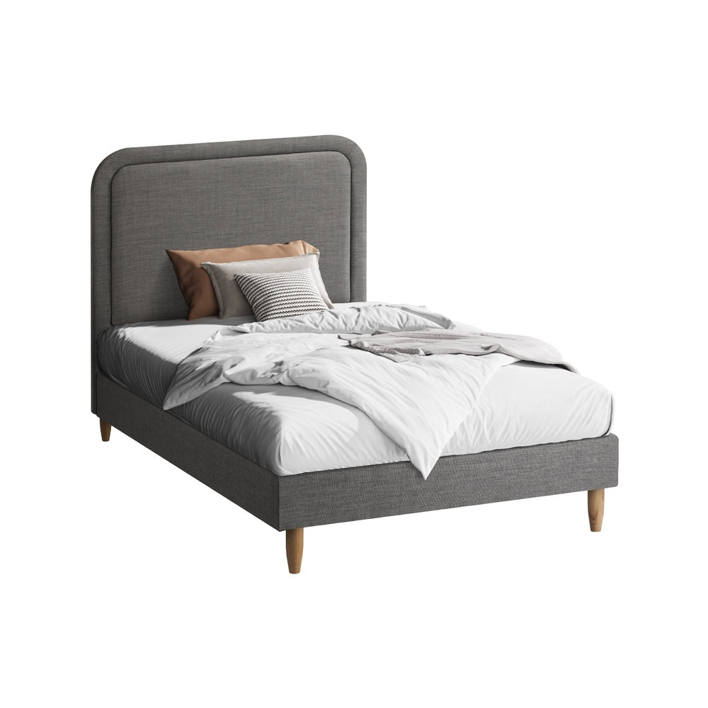 Oikiture Bed Frame Single Size Fabric Grey BOB-Bed Frame-PEROZ Accessories