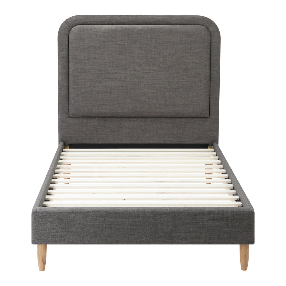 Oikiture Bed Frame Single Size Fabric Grey BOB-Bed Frame-PEROZ Accessories