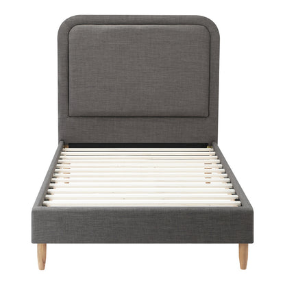 Oikiture Bed Frame Single Size Fabric Grey BOB-Bed Frame-PEROZ Accessories
