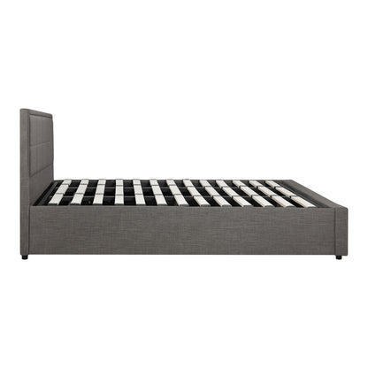 Oikiture Bed Frame King Size Gas Lift Storage Base Fabric Grey-Bed Frames-PEROZ Accessories