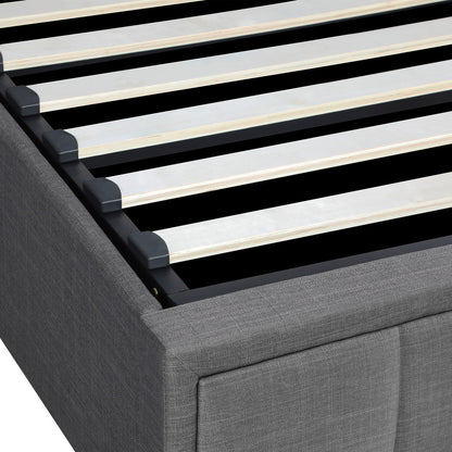 Oikiture Bed Frame King Size Gas Lift Storage Base Fabric Grey-Bed Frames-PEROZ Accessories