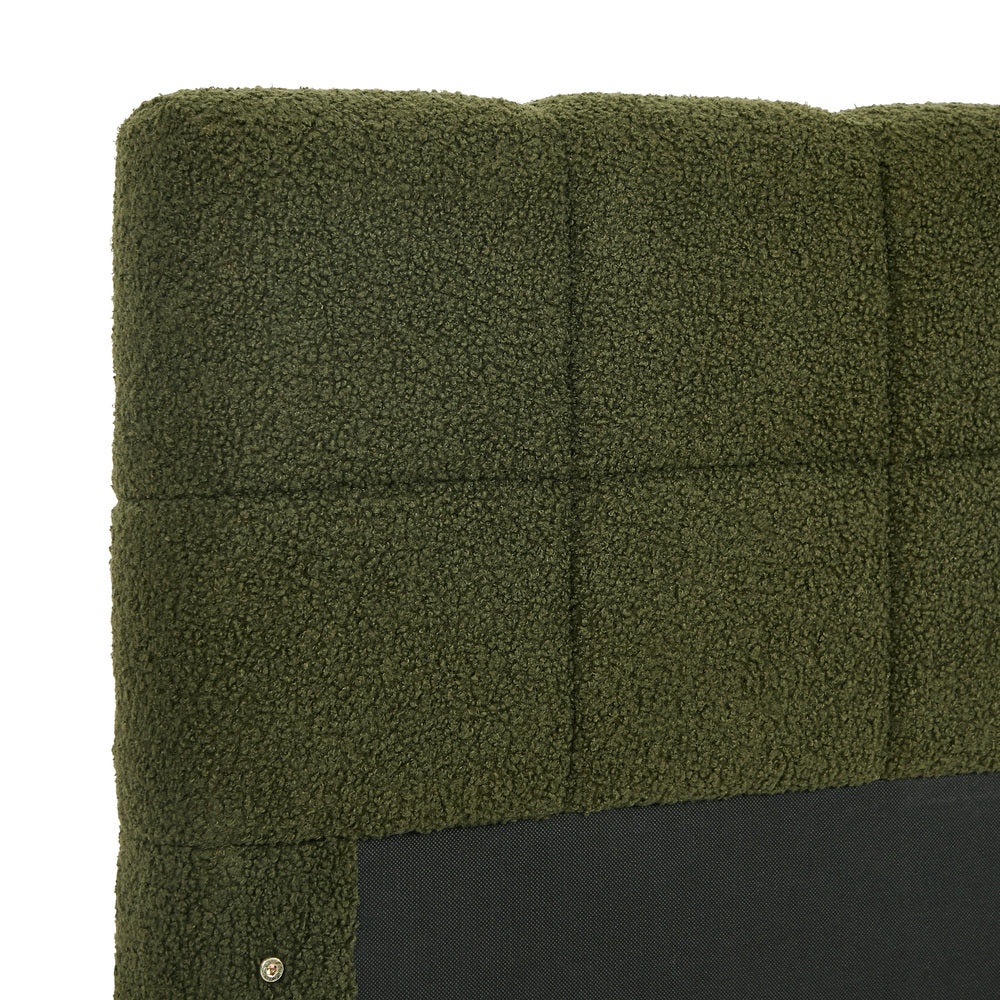 Oikiture Bed Frame King Single Size Tufted Headboard Green Boucle-Bed Frame-PEROZ Accessories