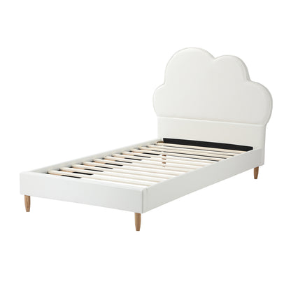 Oikiture Bed Frame Single Size Kids Bed Frame White Leather-Bed Frame-PEROZ Accessories