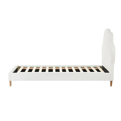 Oikiture Bed Frame Single Size Kids Bed Frame White Leather-Bed Frame-PEROZ Accessories