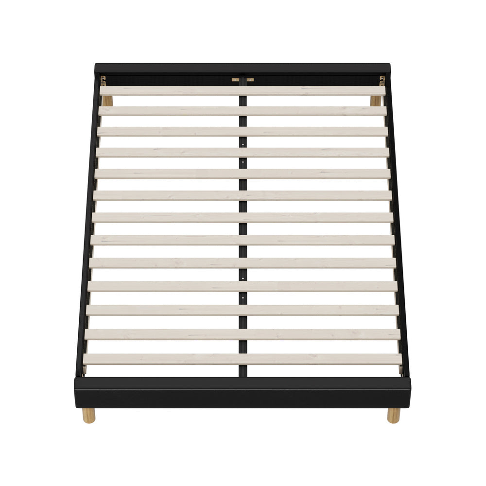 Oikiture Bed Frame Double Size Bed Base Black Leather-Bed Frame-PEROZ Accessories