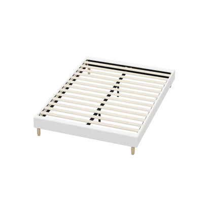Oikiture Bed Frame Double Size Bed Base White Boucle-Bed Frame-PEROZ Accessories