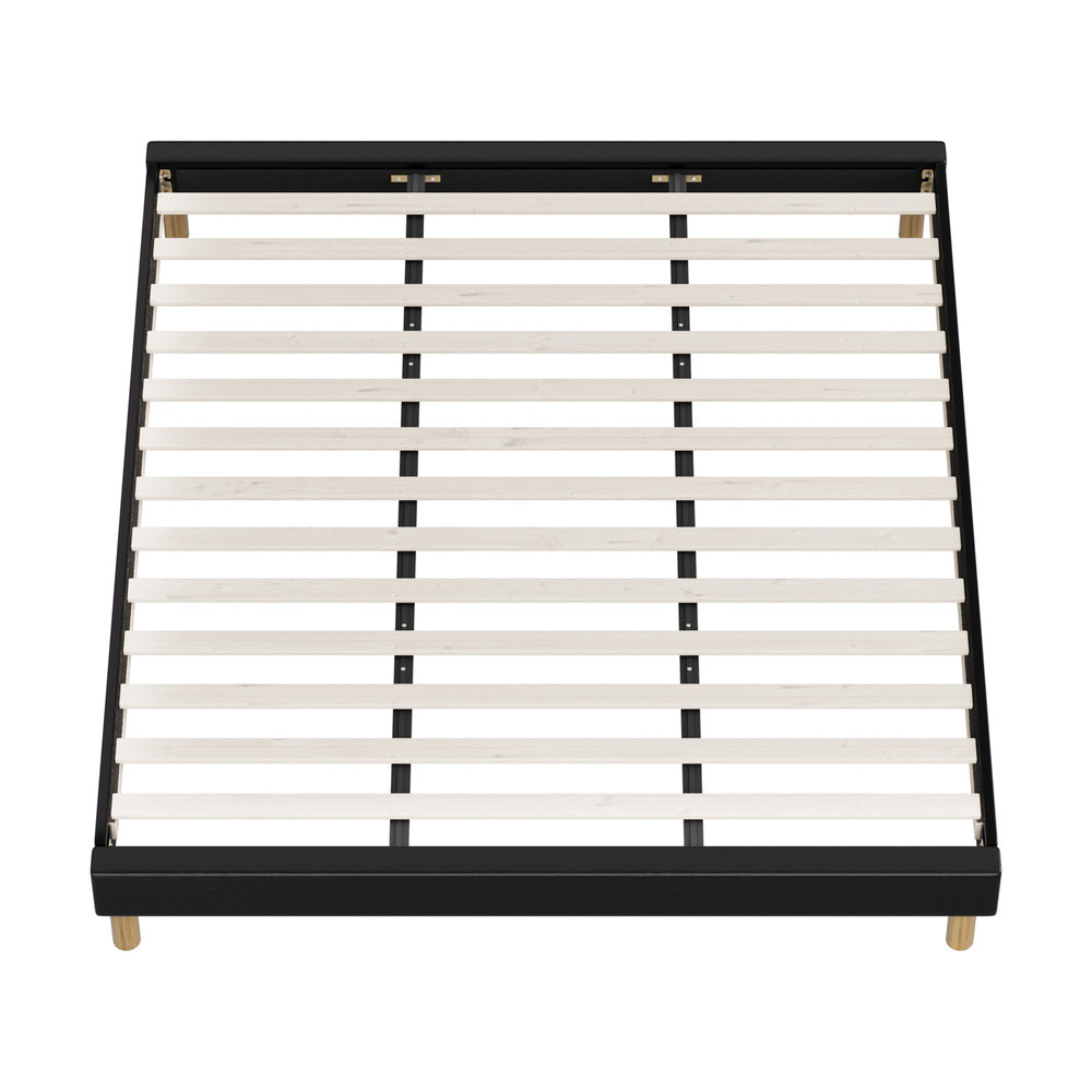 Oikiture Bed Frame King Size Bed Base Black Leather-Bed Frame-PEROZ Accessories