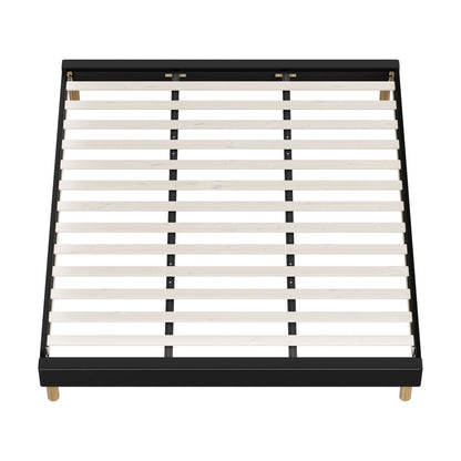 Oikiture Bed Frame King Size Bed Base Black Leather-Bed Frame-PEROZ Accessories