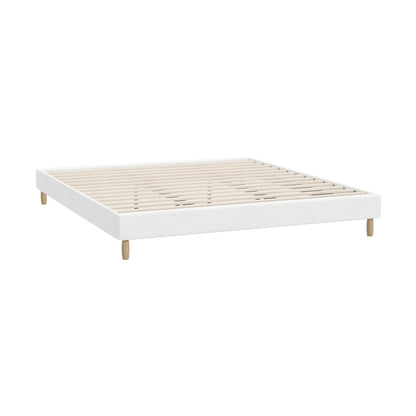 Oikiture Bed Frame King Size Bed Base White Boucle-Bed Frame-PEROZ Accessories