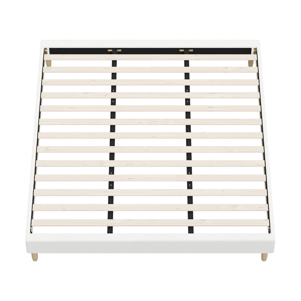 Oikiture Bed Frame King Size Bed Base White Boucle-Bed Frame-PEROZ Accessories
