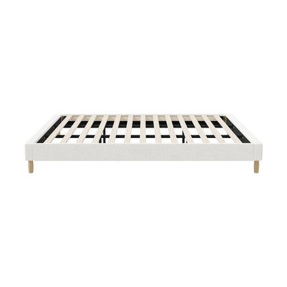 Oikiture Bed Frame King Size Bed Base White Boucle-Bed Frame-PEROZ Accessories