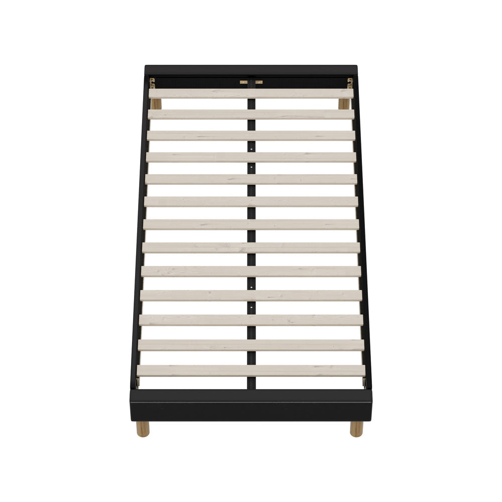 Oikiture Bed Frame King Single Bed Base Black Leather-Bed Frame-PEROZ Accessories