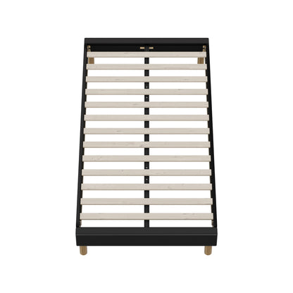 Oikiture Bed Frame King Single Bed Base Black Leather-Bed Frame-PEROZ Accessories
