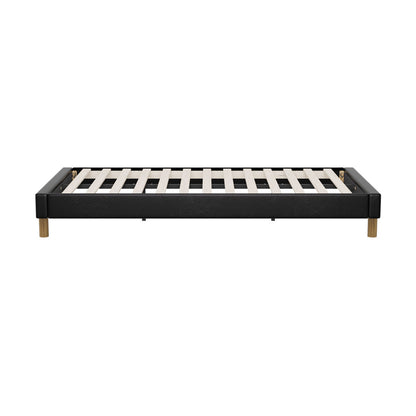 Oikiture Bed Frame King Single Bed Base Black Leather-Bed Frame-PEROZ Accessories