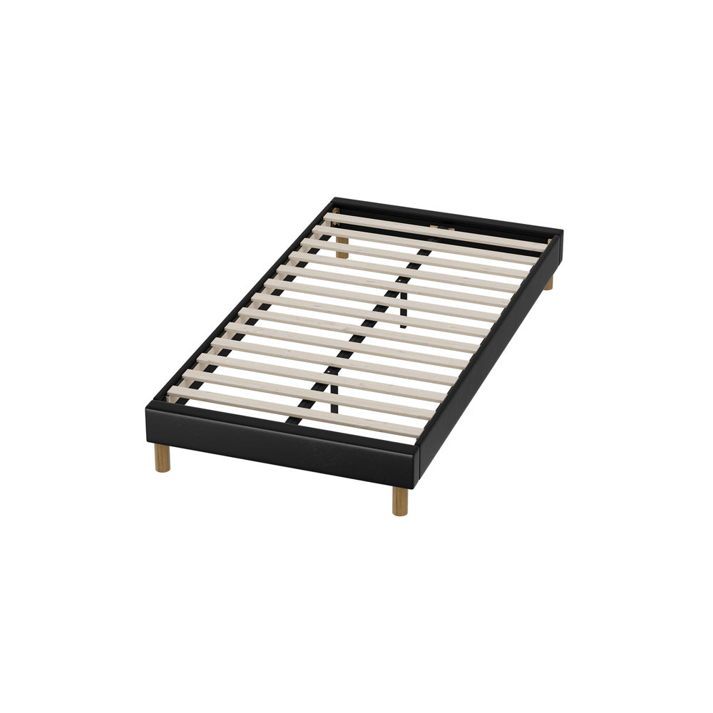 Oikiture Bed Frame King Single Bed Base Black Leather-Bed Frame-PEROZ Accessories